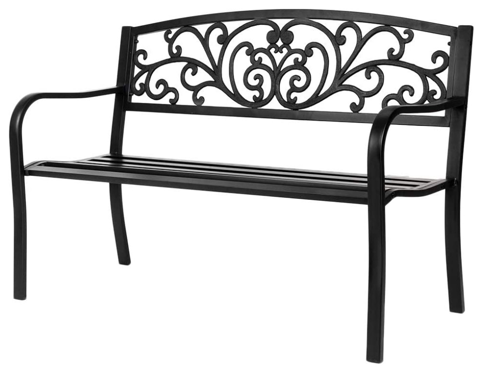 Patio Park Garden Bench Outdoor Metal Benches Traditional Outdoor