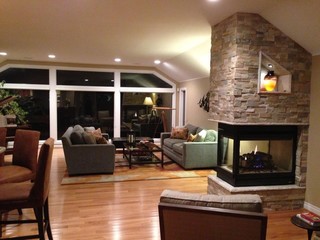 Three sided fireplace - Transitional - Living Room - Detroit - by