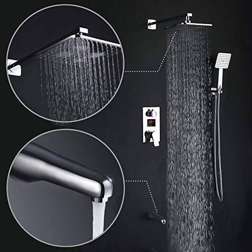 Crotone LED Digital Display Rainfall Shower Set With Hand Shower and ...