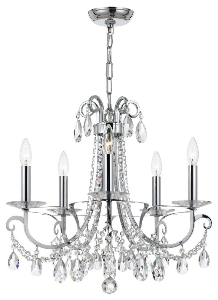 Othello 5 Light Clear Crystal Polished Chrome Chandelier