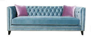 Pasargad Victoria Velvet Sofa Collection, Blue