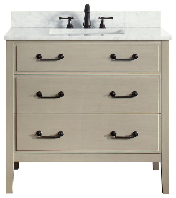 Avanity Delano 37" Vanity, Taupe Glaze Finish, 37" Transitional Bathroom Vanities And Sink