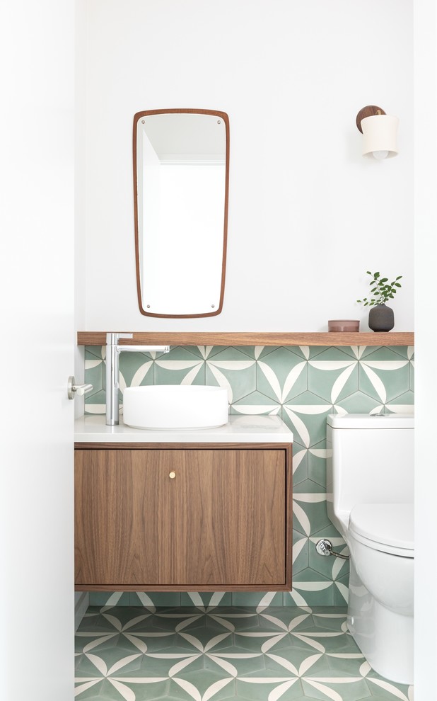 Inspiration for a midcentury powder room in Vancouver.