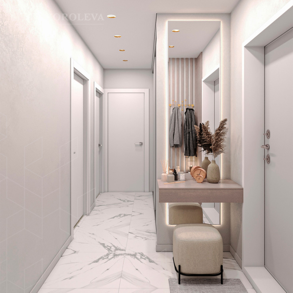 Дизайн-проект двухкомнатной  квартиры с золотыми акцентами в ЖК "Q-Мир"