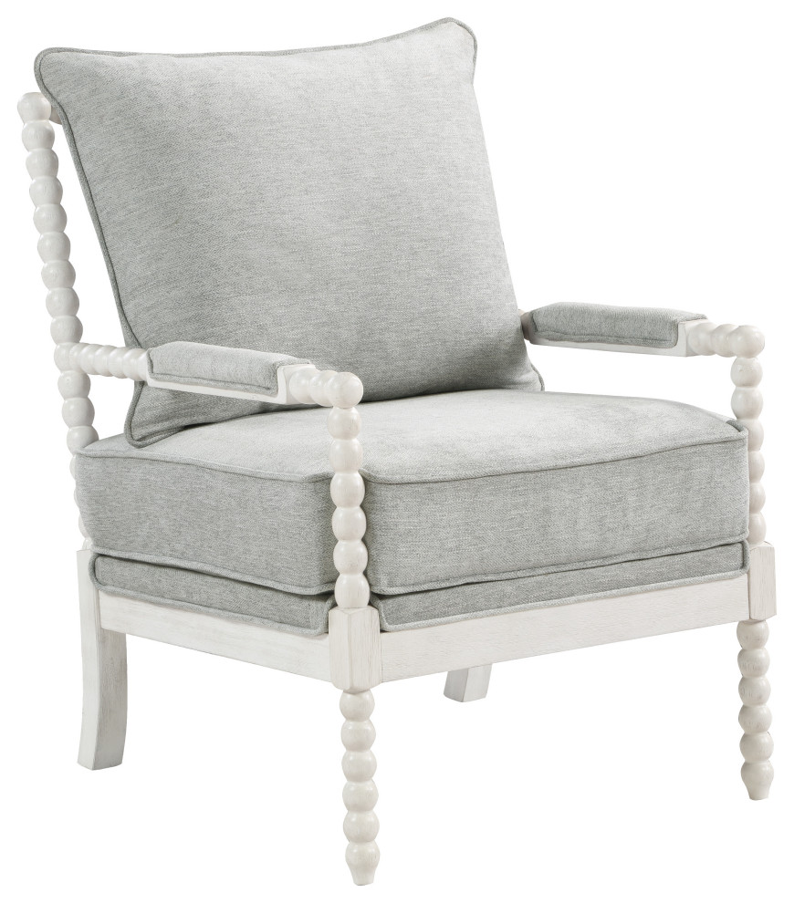 Kaylee Spindle Chair, Smoke Fabric With White Frame