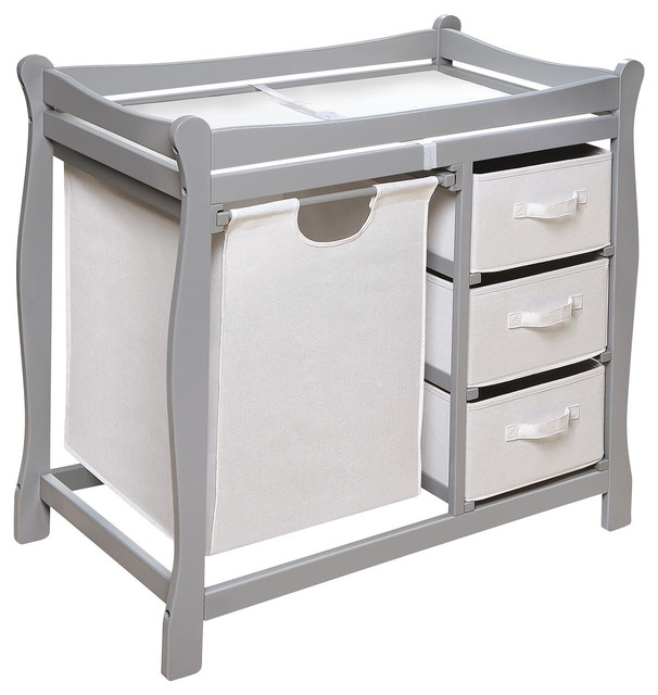 Badger Basket Co Sleigh Style Changing Table With Hamper and Baskets