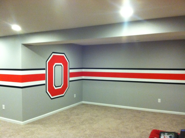 Ohio State Themed Basement Cincinnati By Wolf Creations