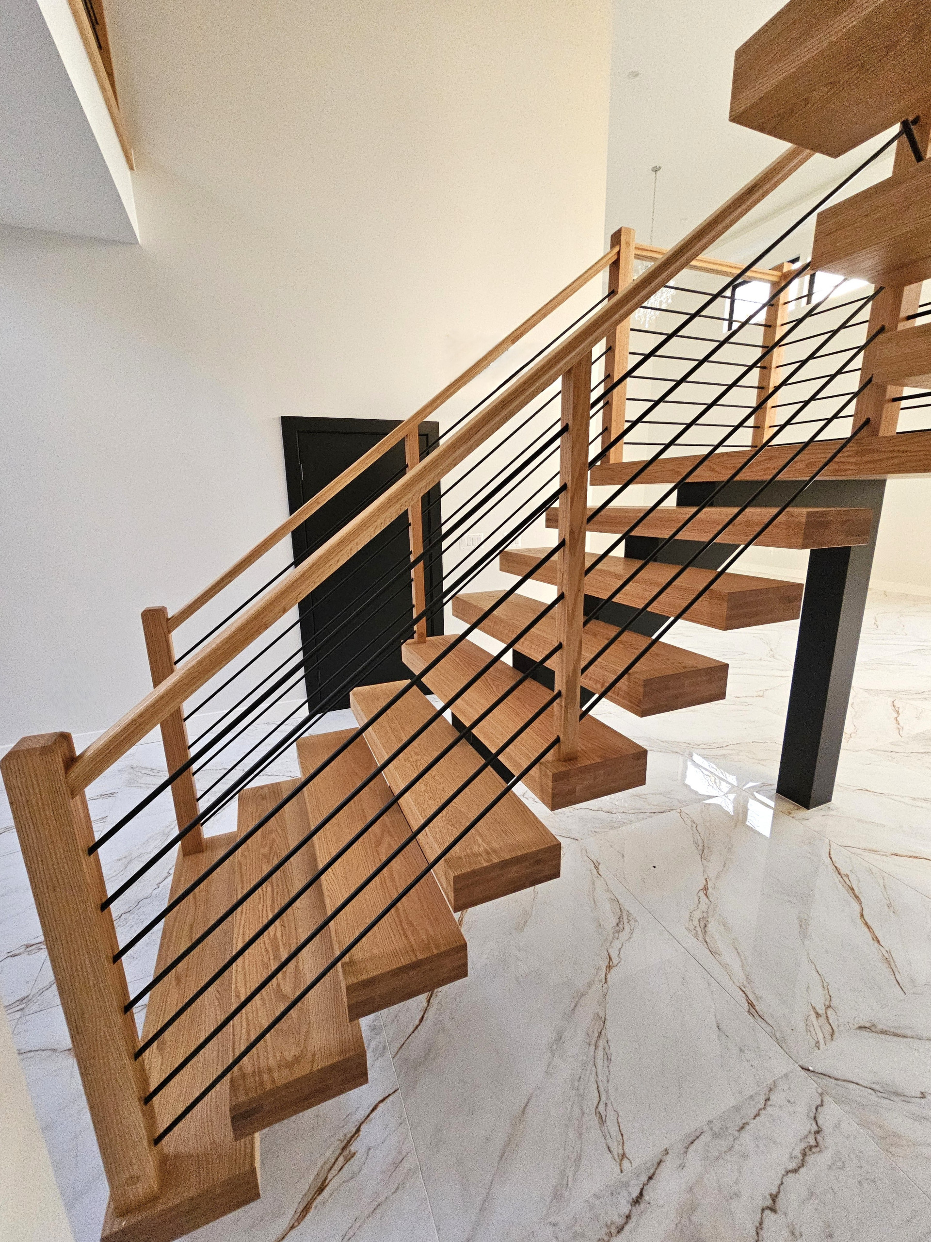 143_Modern Floating Red Oak and Metal Staircase, Sterling, VA