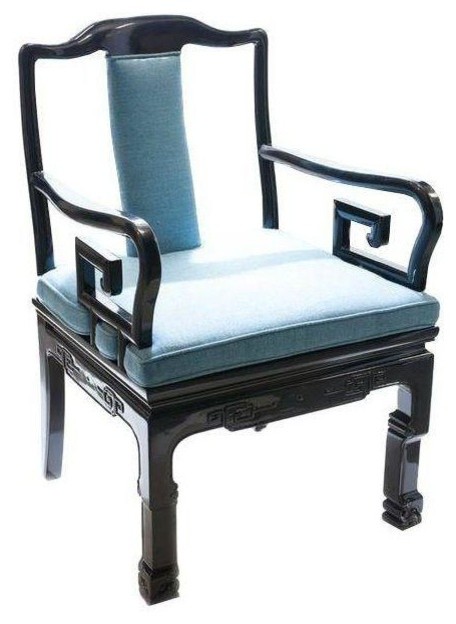 Pre-owned Asian-Style Black And Blue Armchair