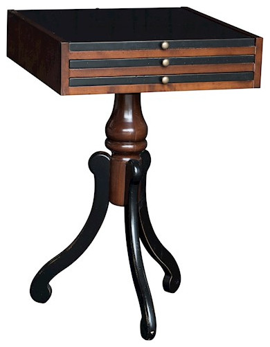 Authentic Models Side Table With Game Board, Black/Honey