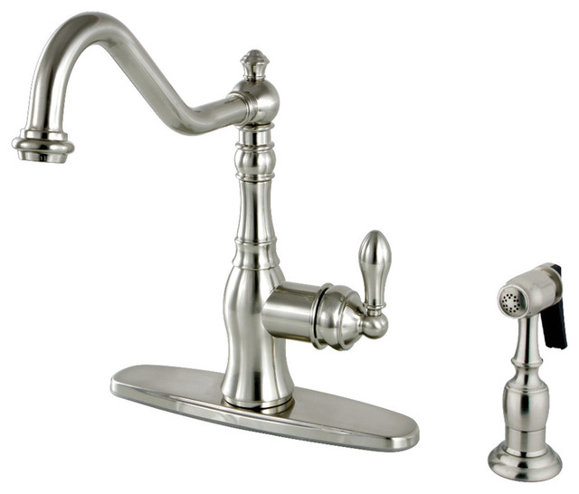 American Classic Single Handle Kitchen Faucet With Brass Sprayer Brushed Nickel