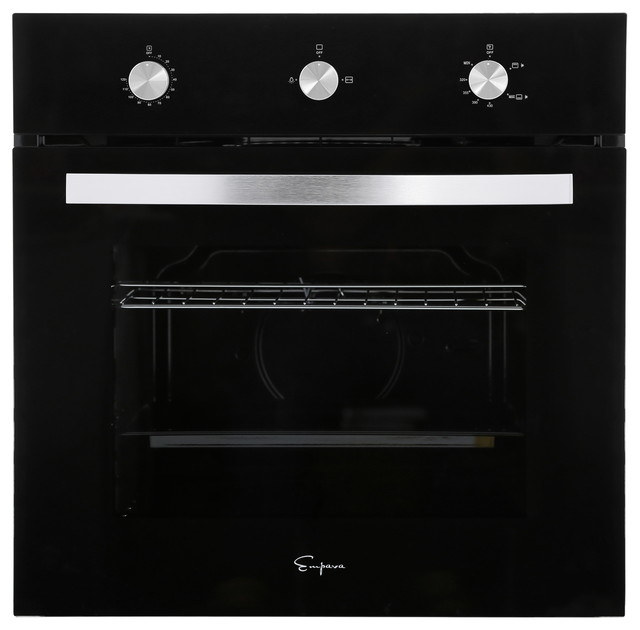 Empava 24" Tempered Glass Builtin Single Gas Wall Oven, Black Contemporary Ovens by