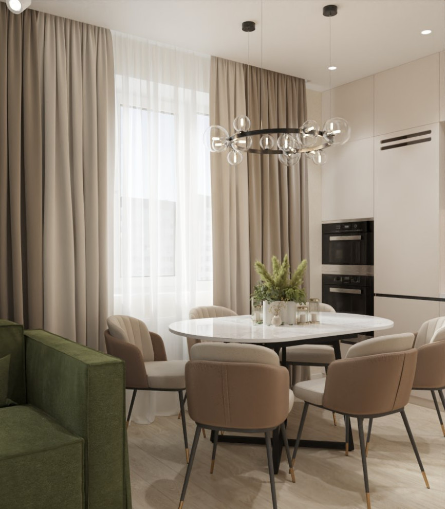 Двухкомнатная квартира в зеленых тонах.