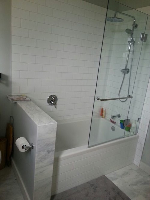 how to get streamlined look from an alcove tub with tile flange.