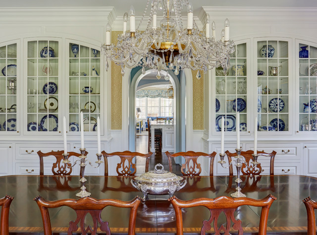 Two Matching Built In China Cabinets In Formal Dining Room