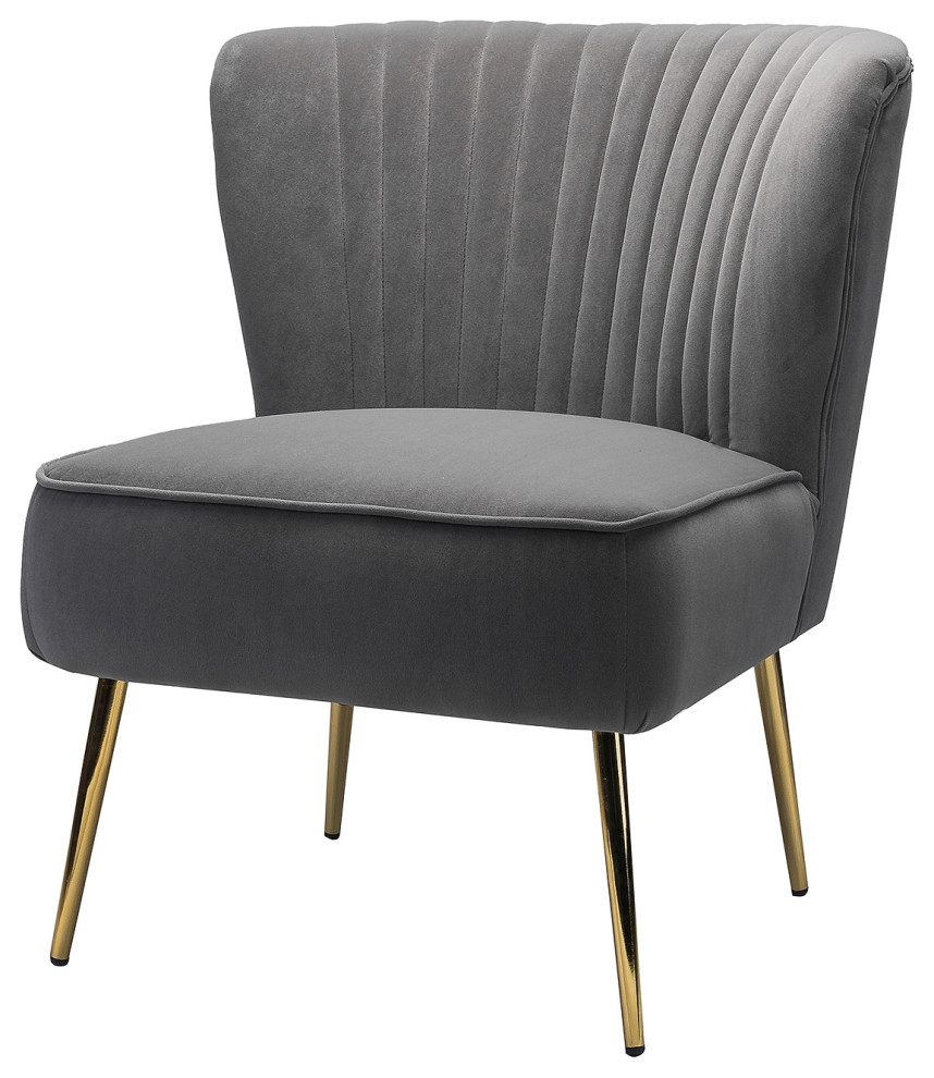 Velvet Accent Dining Chair, Gray