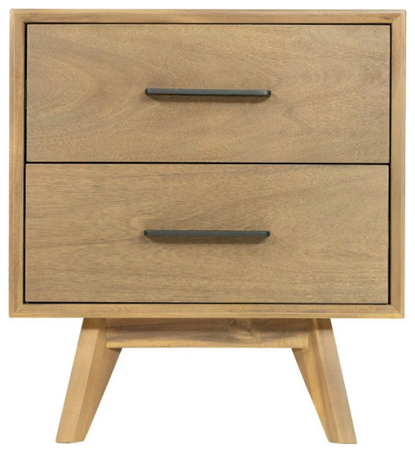 Rhen Contemporary Natural Light Mocha Acacia Nightstand Transitional