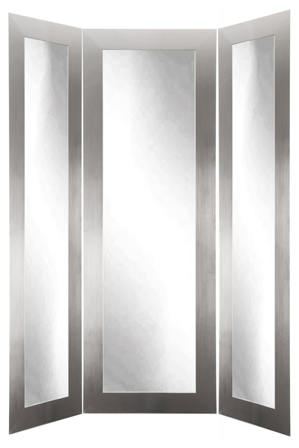 Brandtworks Full Body Black Trifold Dressing Mirror 64 X71 Brandtworks Modern Silver Tri Fold Dressing Mirror