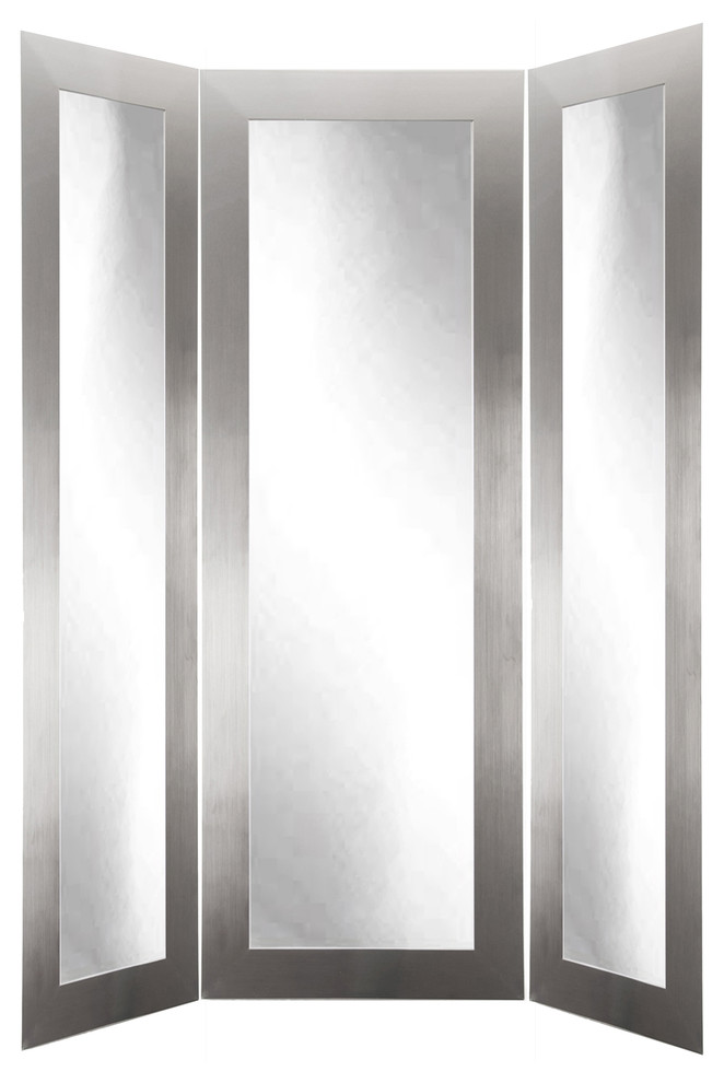 BrandtWorks Full Body Black Trifold Dressing Mirror, 64"x71