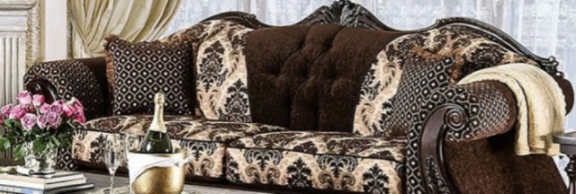 Ronja Traditional Style Dark Brown Button Tufted Finish Sofa