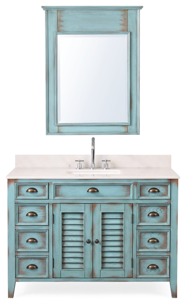 47" Abbeville Distressed Blue Bathroom Vanity Farmhouse Bathroom