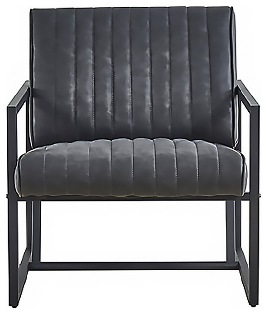Modern Accent Chair, Metal Frame With Comfortable Faux Leather Seat
