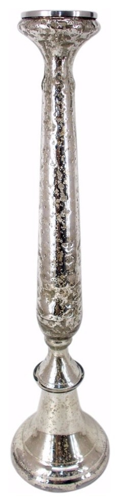 Captivating Mercury Glass candlestick Holder, Silver