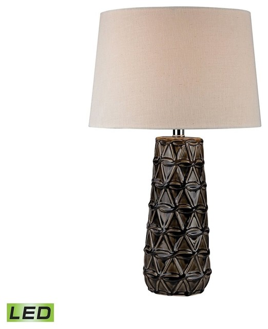 25 5 9 5w 1 Led Table Lamp Chocolate Brown Glaze Bob Beige Lin 25 5 9 5w 1 Led Table Lamp Chocolate Brown Glaze Bob Beige Lin Transitional Lamps By Lights On Fleek