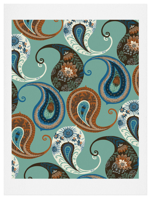 Deny Designs Pimlada Phuapradit Teal Floral Paislys Art Print - Farmhouse -  Prints And Posters - by Deny Designs | Houzz