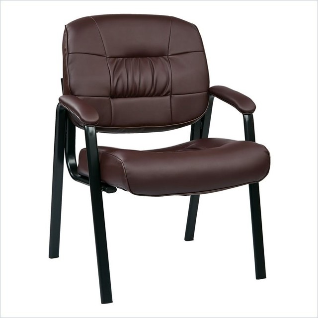 Work Smart Bonded Leather Visitor Chair Black Contemporary Work Smart Executive Visitor S Chair With Padded Arms Burdy Bonded Leather