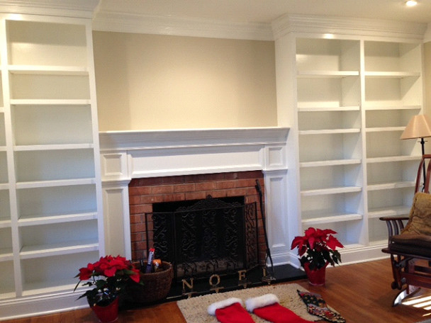 Custom Built In Bookcases With Crown Molding Custom Fireplace