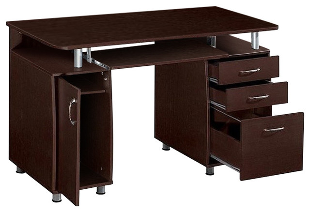 Trent Home Super Storage Computer Office Desk In Chocolate