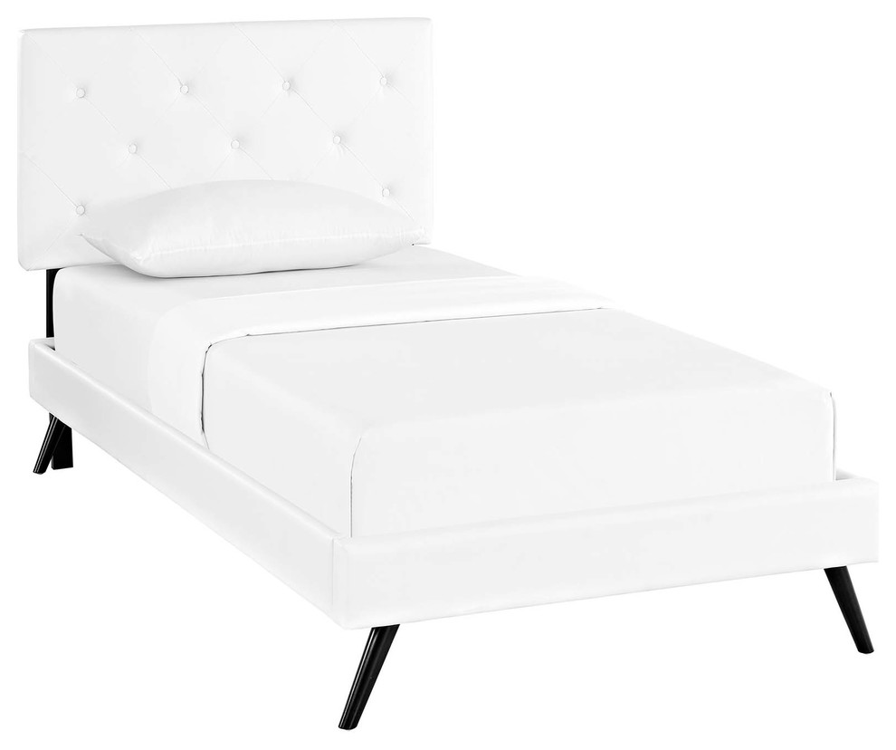 Tarah Twin Platform Bed with Round Splayed Legs, 80.5