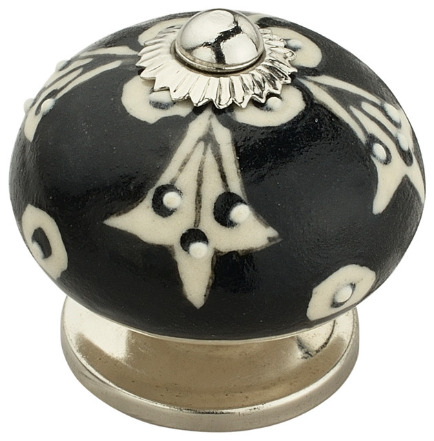 Blacko 1 3 5 41mm Black And Cream Cabinet Knob Traditional