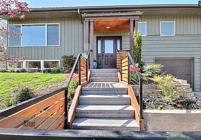 Transitional exterior home idea in Seattle