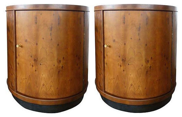 Matched Grain Drum Side Tables - A Pair