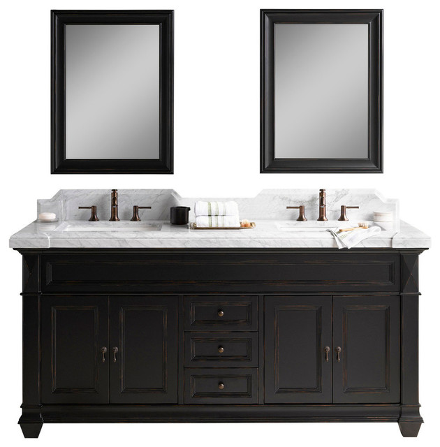 Ronbow Torino Solid Wood 72 Double Vanity Set With Ceramic Sink And Ronbow Torino Solid Wood 72 Double Vanity Set With Ceramic Sink And Mirror