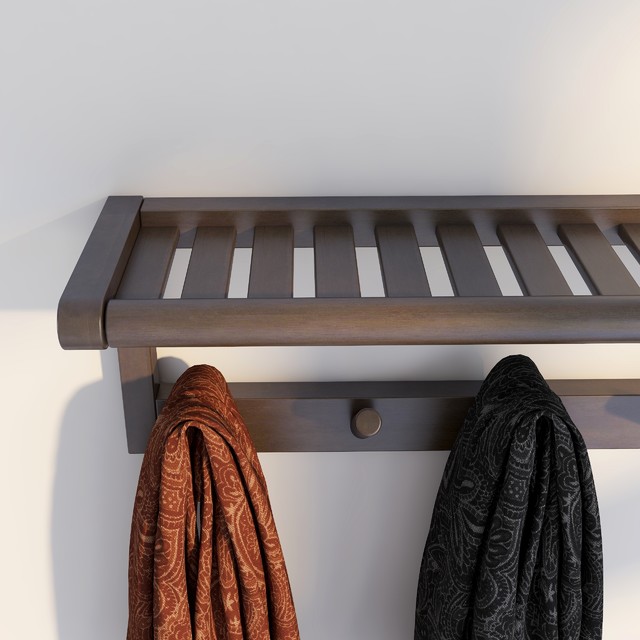 New Ridge Peg Rack Abingdon Solid Birch Wood Large Peg Rack With Shelf - Transitional ...