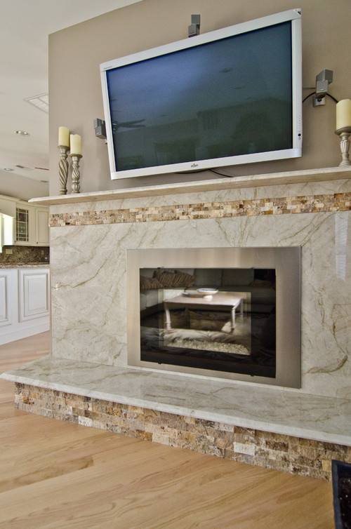Stunning Contemporary Fireplace, Granite Fireplace Surround Ideas