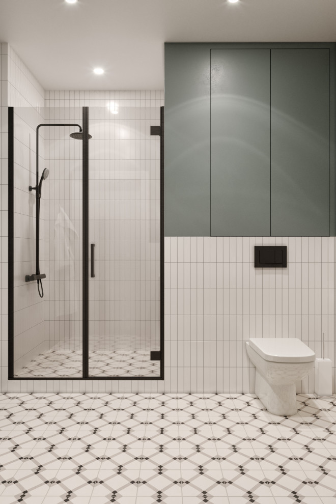 Дизайн квартиры в современном стиле. Цветные акценты и библиотека в 90 м. кв.