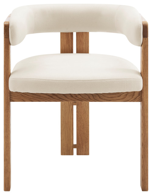 Blixa Armchair, Natural With Beige Fabric Seat Set of 1