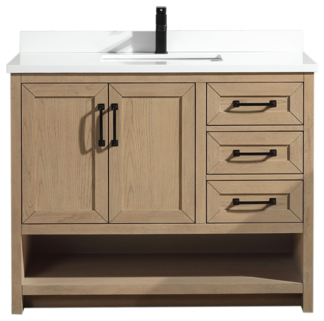 Venice 42" Bathroom Vanity Oak Gray Finish Transitional Bathroom Vanities And Sink Consoles