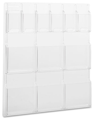 Reveal Clear Literature Displays, 12 Compartments, 30x2x34.75, Clear