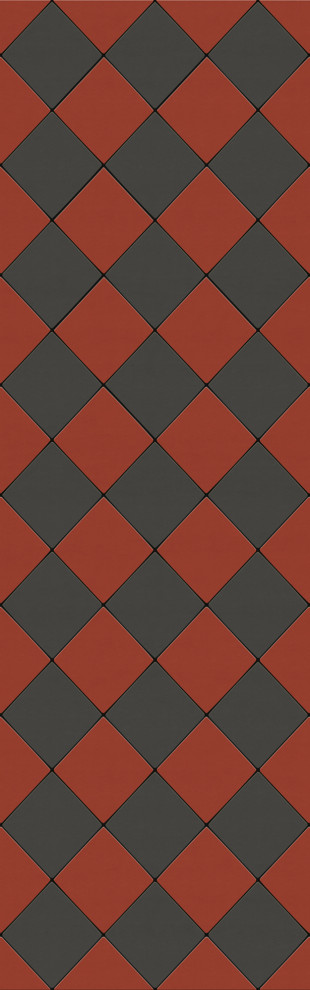 Joli Sol Checkers Red and Black Vinyl Mat, 30x96 Runner
