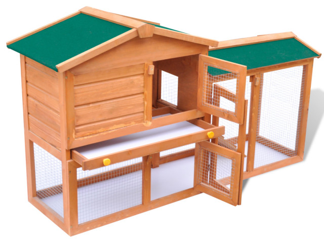 vidaXL Foldable Animal Cage Wooden Outdoor Chicken Coop Rabbit Hutch Habitat 