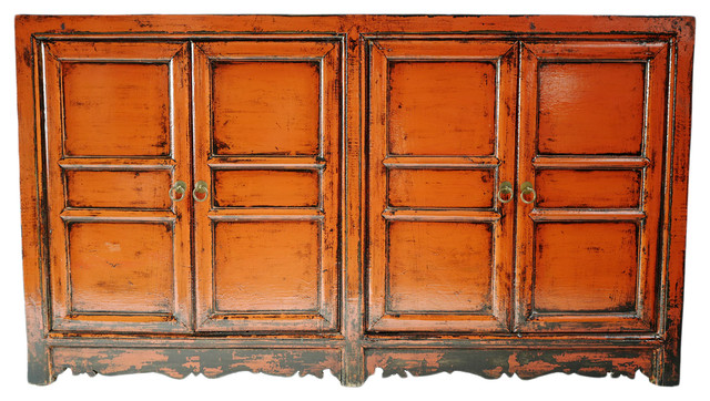 Antiqued Orange Sideboard - Asian - Buffets And Sideboards ...