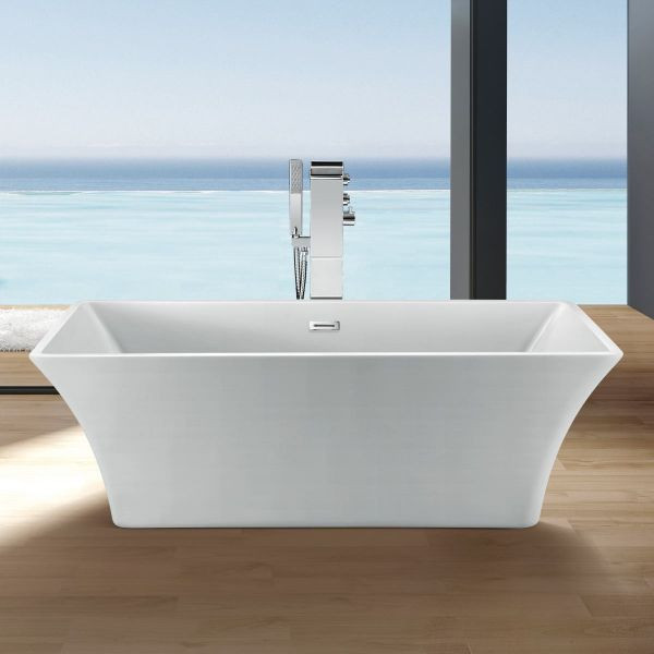 Freestanding tub with deck mounted faucet