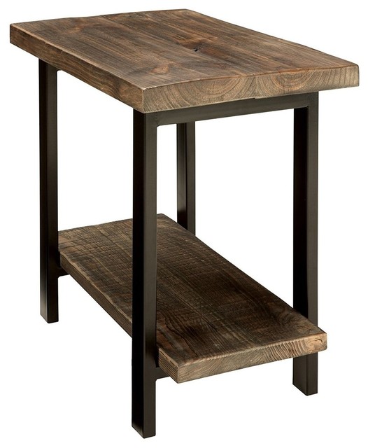 wood and metal industrial end tables