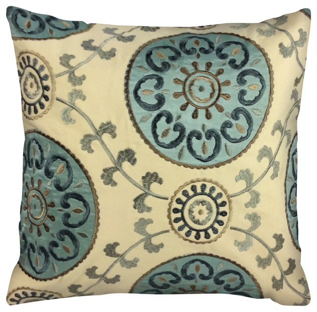 Revolution Throw Pillow Tuorquoise Bronze And Orangy Cream 18