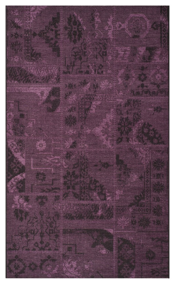 Safavieh Palazzo Black/Purple Over-Dyed Geometric Chenille Rug (8' x 11')